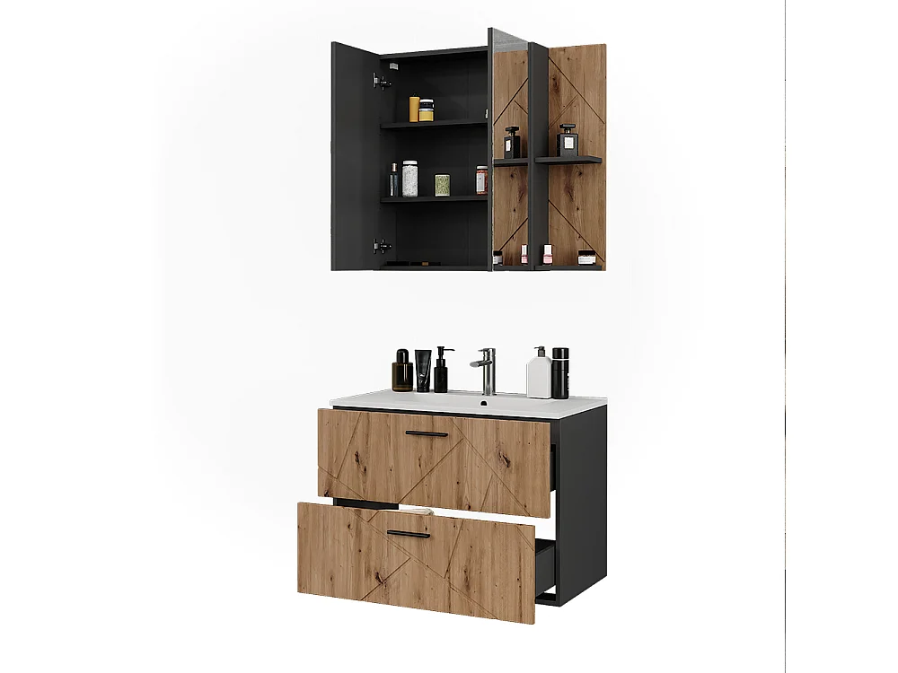 Conjunto de muebles de baño antracita/artisan 80x44.6x57 irma