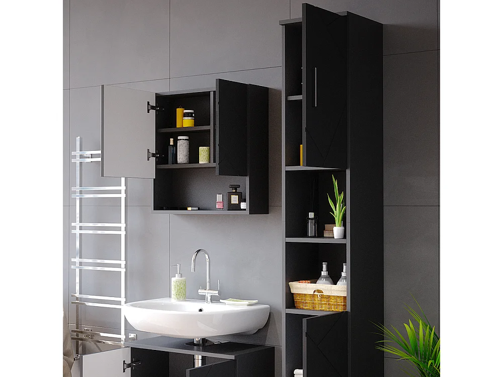 Conjunto de muebles de baño antracita alto brillo 30x30x192 irma