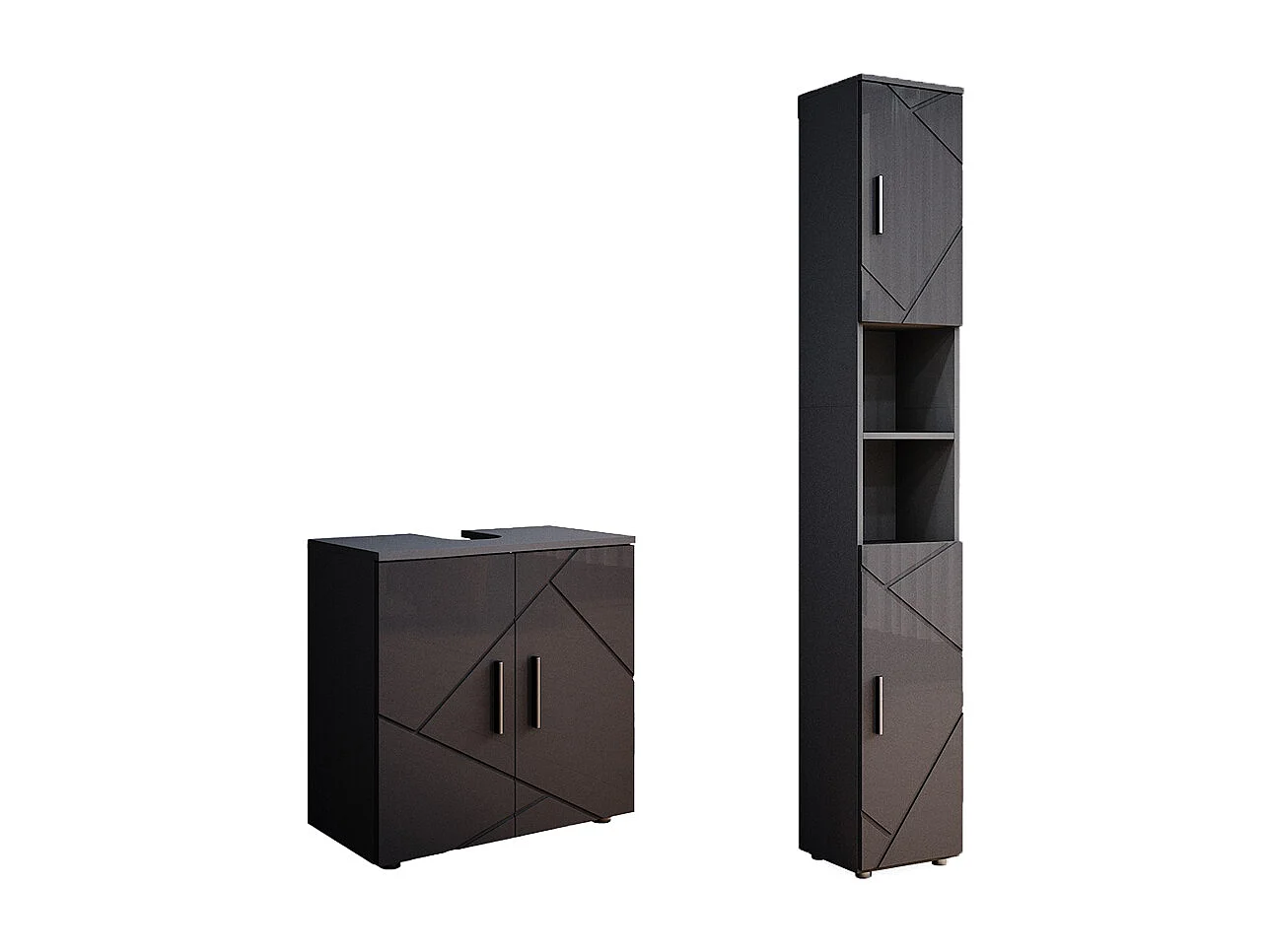 Set di mobili da bagno antracite lucido 30x30x192 irma