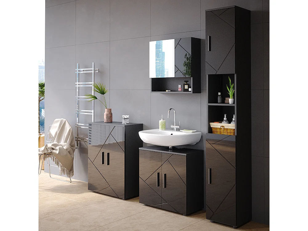 Set di mobili da bagno antracite lucido 30x30x192 irma