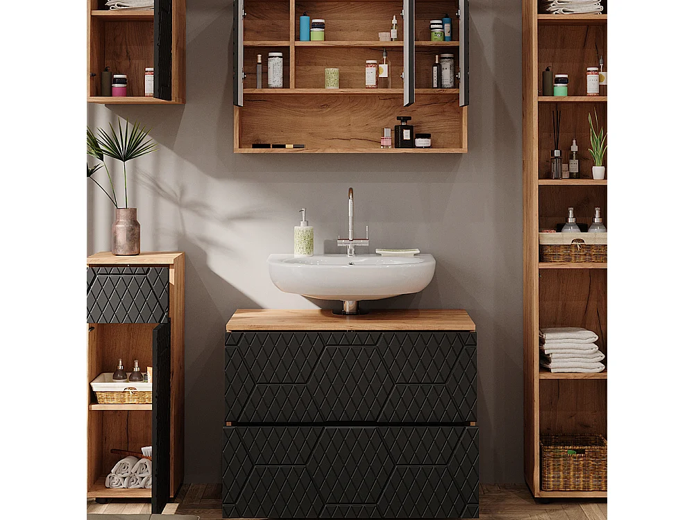 Conjunto de muebles de baño antracita con estructura de panal 80x41x58.6 irma