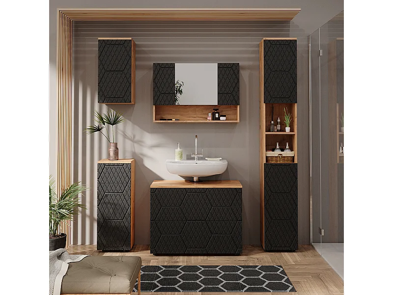 Set mobili bagno antracite con struttura a nido dape 80x41x58.6 irma