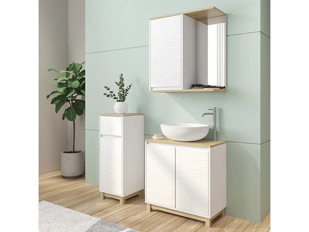 Badmöbel-Set weiß/eiche 60x30x60 livia