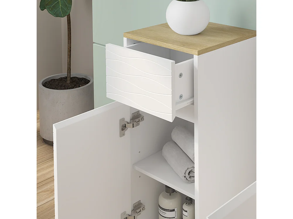 Meubles bain blanc/chêne 60x30x60 livia