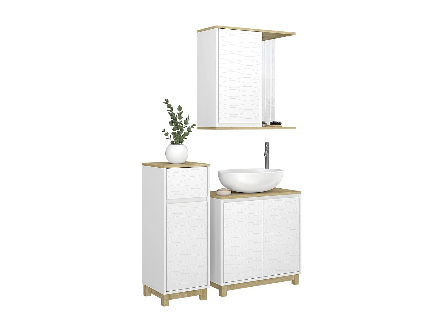 Meubles bain blanc/chêne 60x30x60 livia