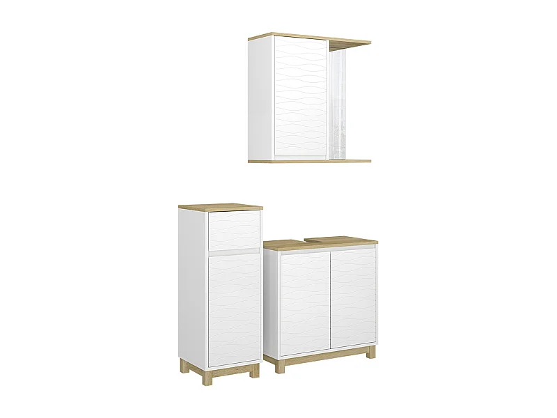 Badmöbel-Set weiß/eiche 60x30x60 livia