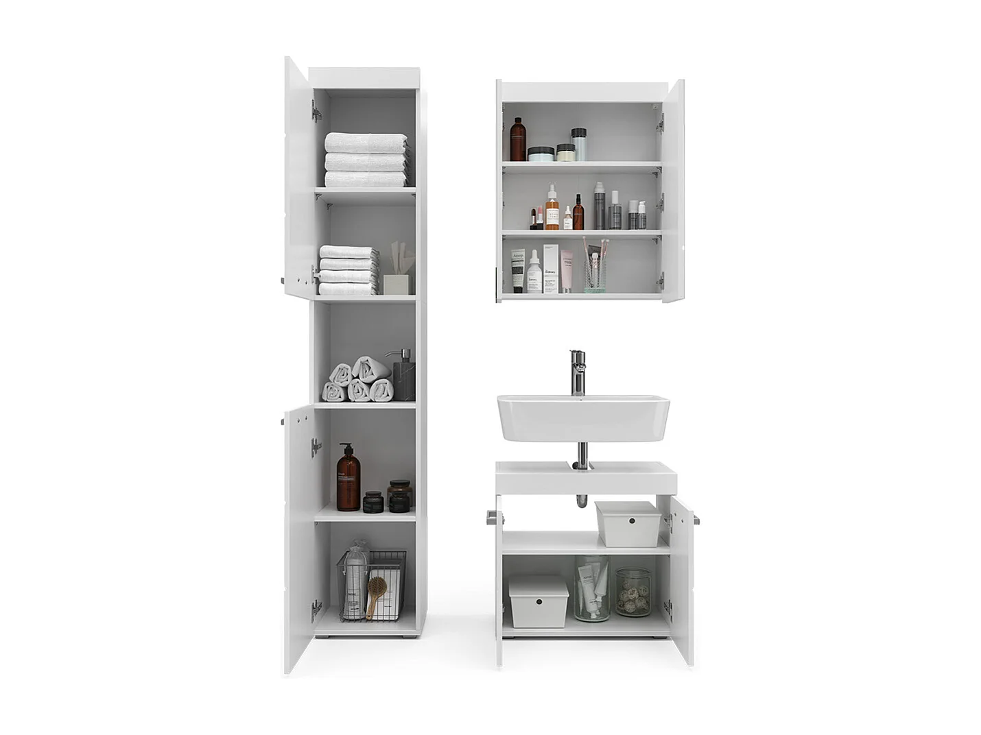 Set mobili bagno bianco 60x34x56 luna