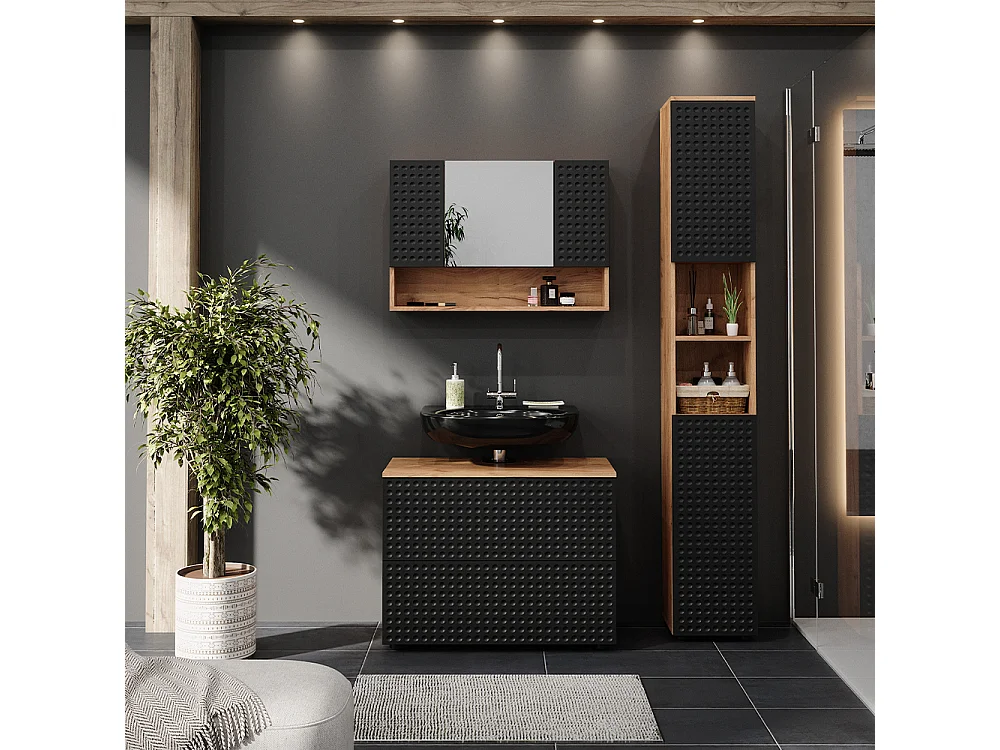 Conjunto de muebles de baño lunares antracita 80x41x58.6 irma