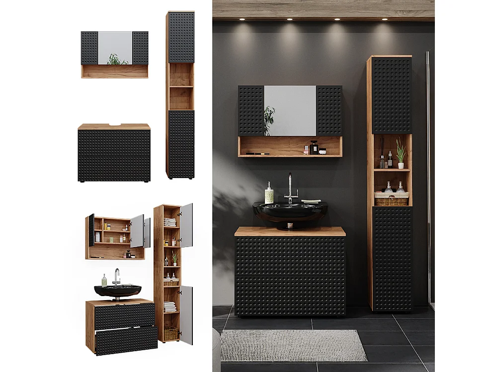 Meubles bain anthracite à pois 80x41x58.6 irma