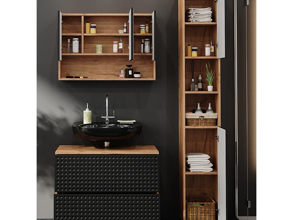 Meubles bain anthracite à pois 80x41x58.6 irma