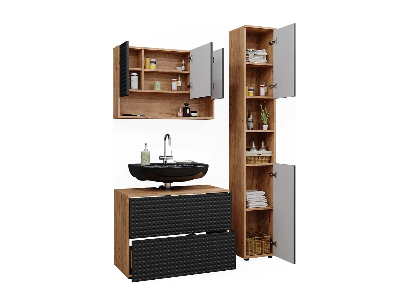 Meubles bain anthracite à pois 80x41x58.6 irma