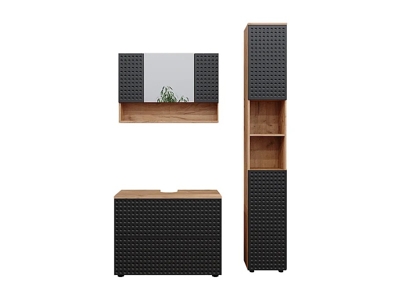 Set mobili bagno antracite puntinato 80x41x58.6 irma