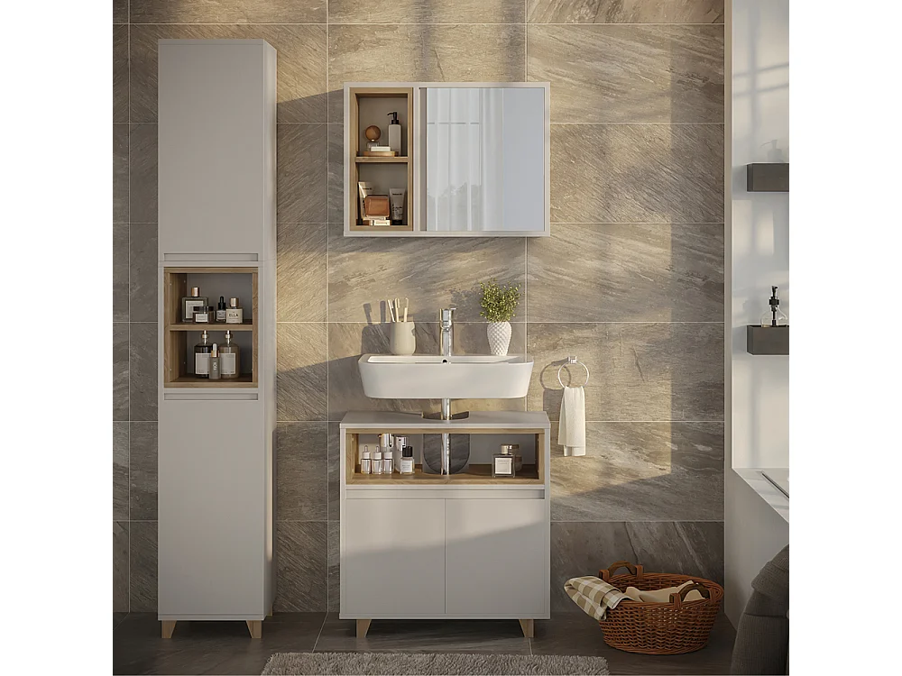 Meubles bain grège 60x30x61 elnor