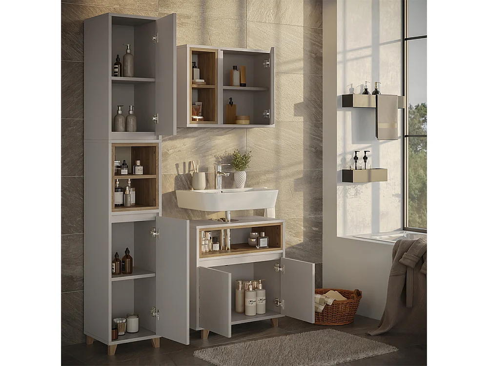 Meubles bain grège 60x30x61 elnor