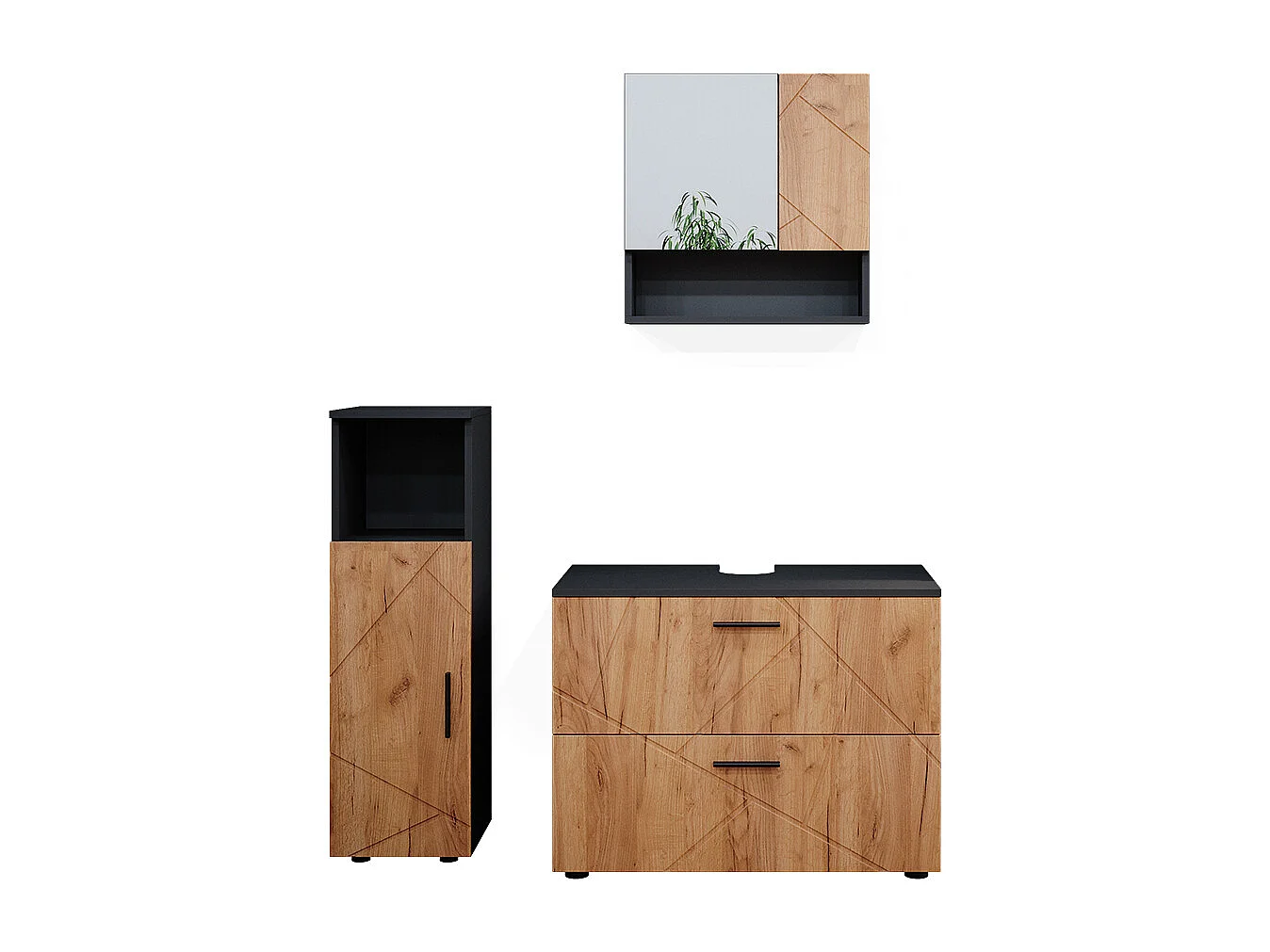 Conjunto de muebles de baño oro power roble/antracita 80x41x58.6 irma