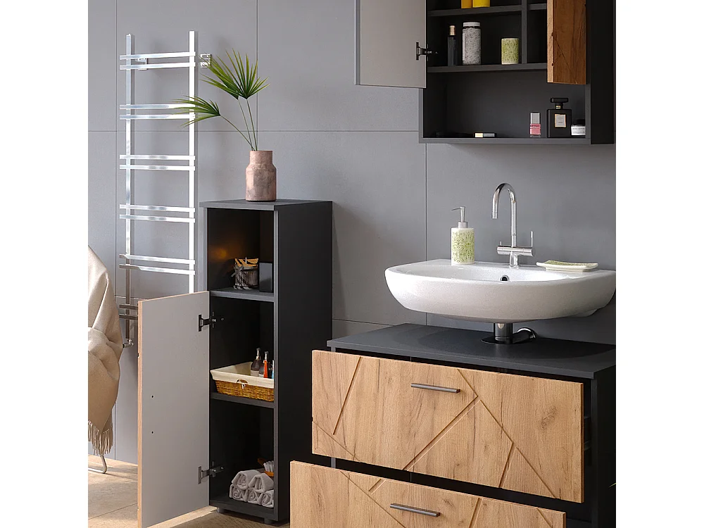 Meubles bain chêne doré/anthracite 80x41x58.6 irma