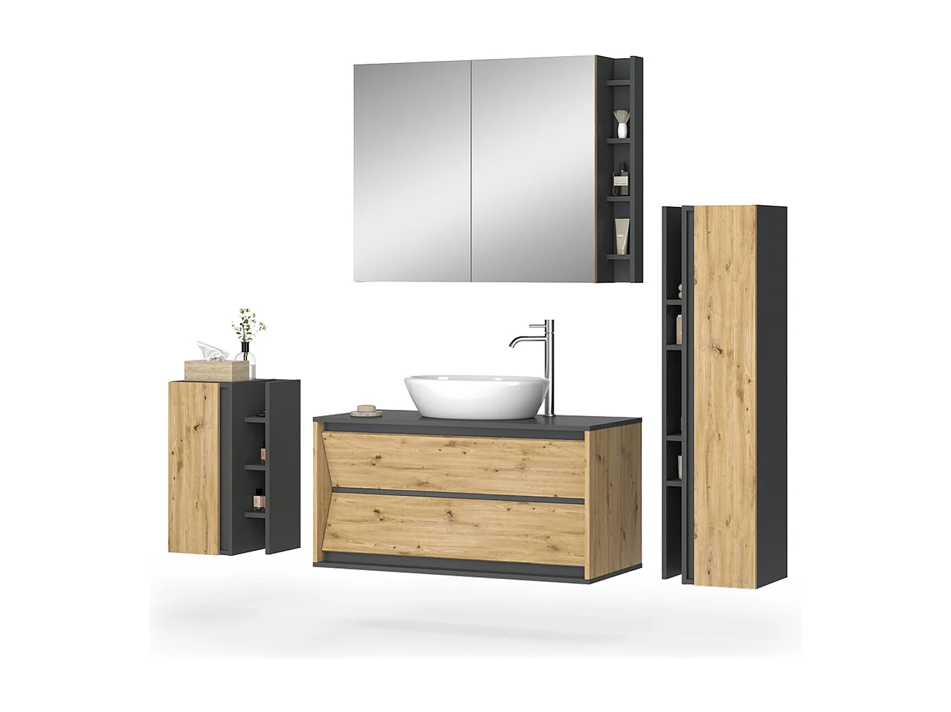 Badmöbel-Set anthrazit/artisan 100x45x50 edelin