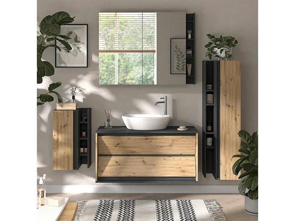 Meubles bain anthracite/artisan 100x45x50 edelin