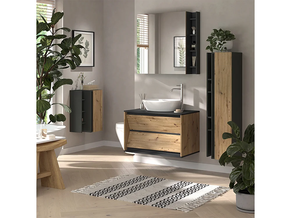 Meubles bain anthracite/artisan 100x45x50 edelin