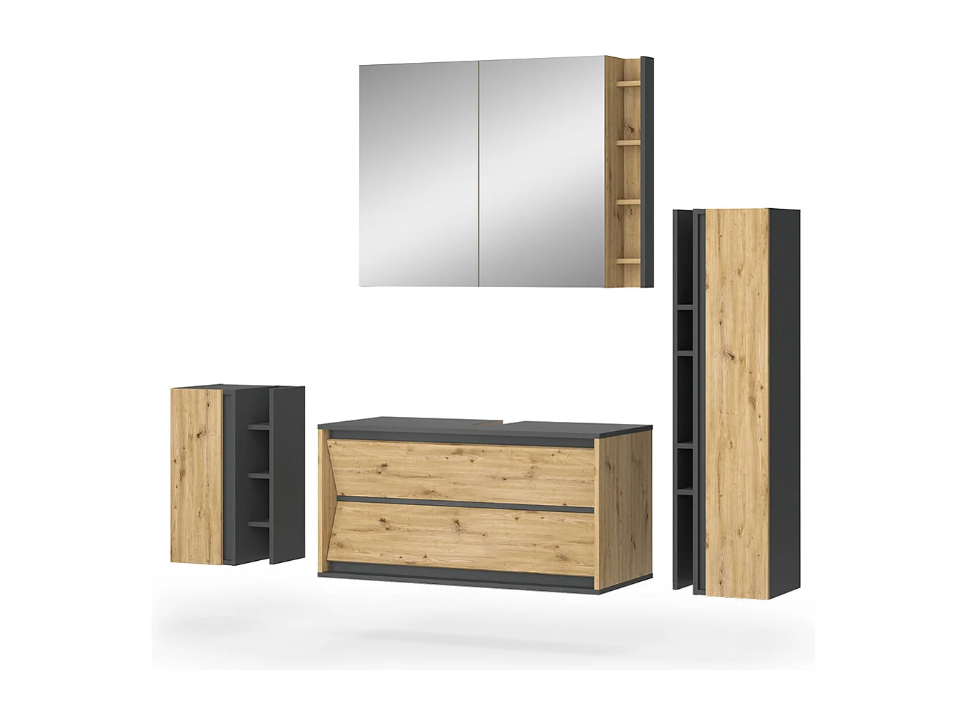 Meubles bain anthracite/artisan 100x45x50 edelin
