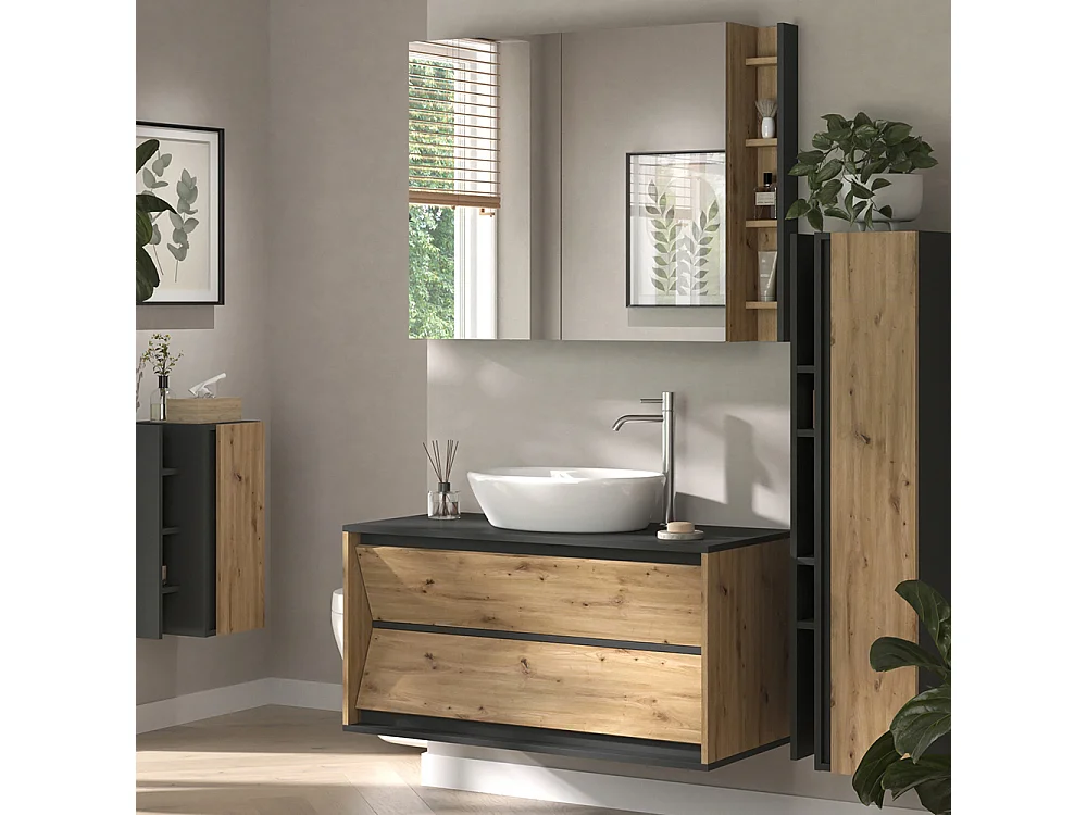 Meubles bain anthracite/artisan 100x45x50 edelin