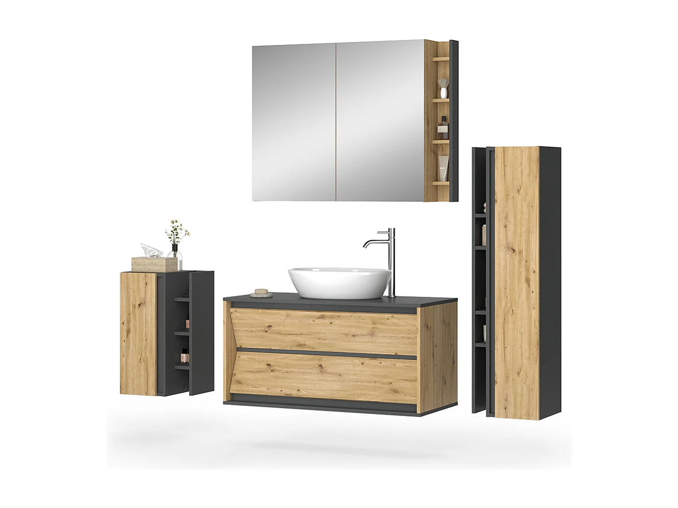 Meubles bain anthracite/artisan 100x45x50 edelin