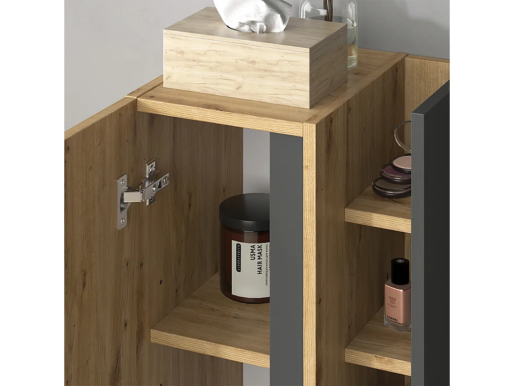 Meubles bain anthracite/chêne artisan 100x45x50 edelin