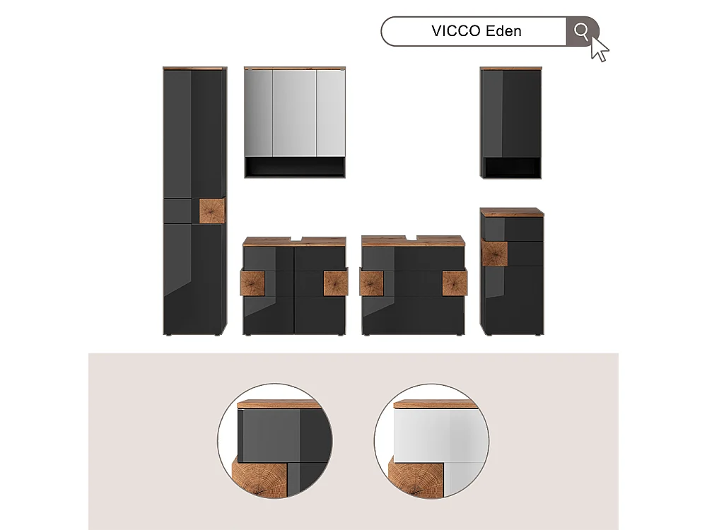 Badmöbel-Set anthrazit 70x37x64.5 eden