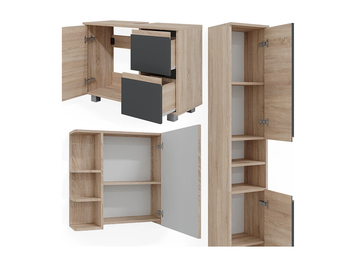 Set mobili bagno sonoma 80x33x60 j-shape