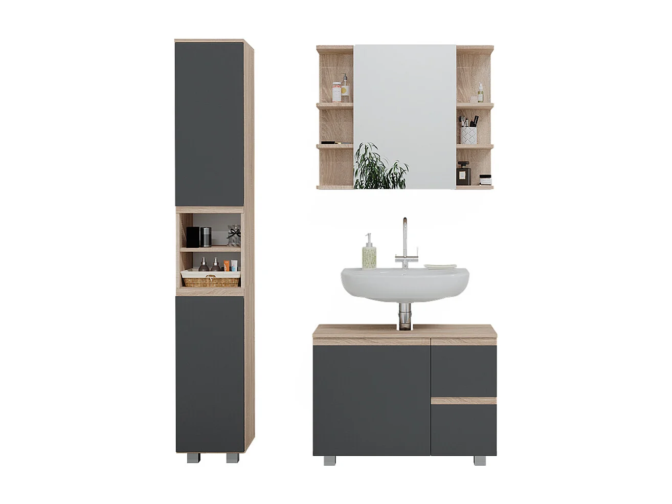 Set mobili bagno sonoma 80x33x60 j-shape
