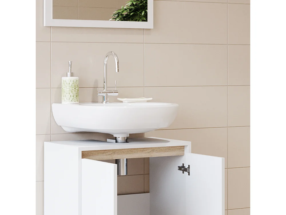 Conjunto de muebles de baño blanco/sonoma 58x33x60 emma