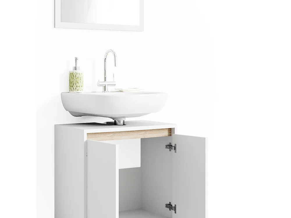 Conjunto de muebles de baño blanco/sonoma 58x33x60 emma