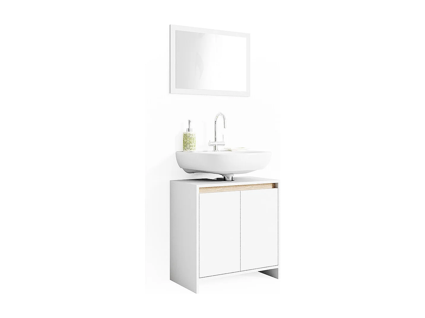 Conjunto de muebles de baño blanco/sonoma 58x33x60 emma