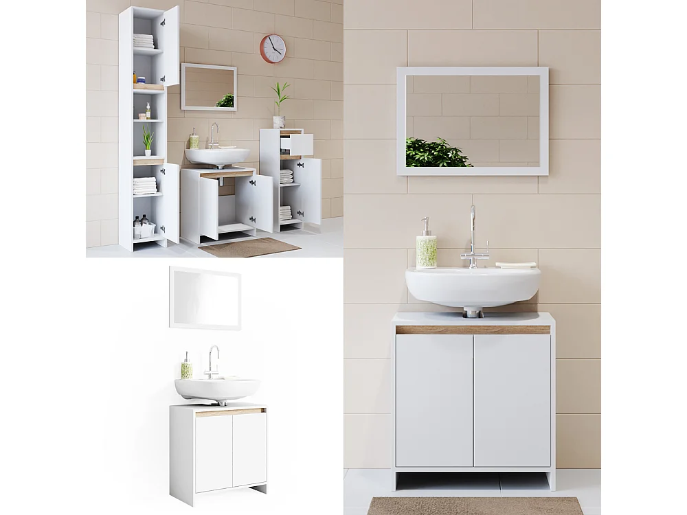 Conjunto de muebles de baño blanco/sonoma 58x33x60 emma