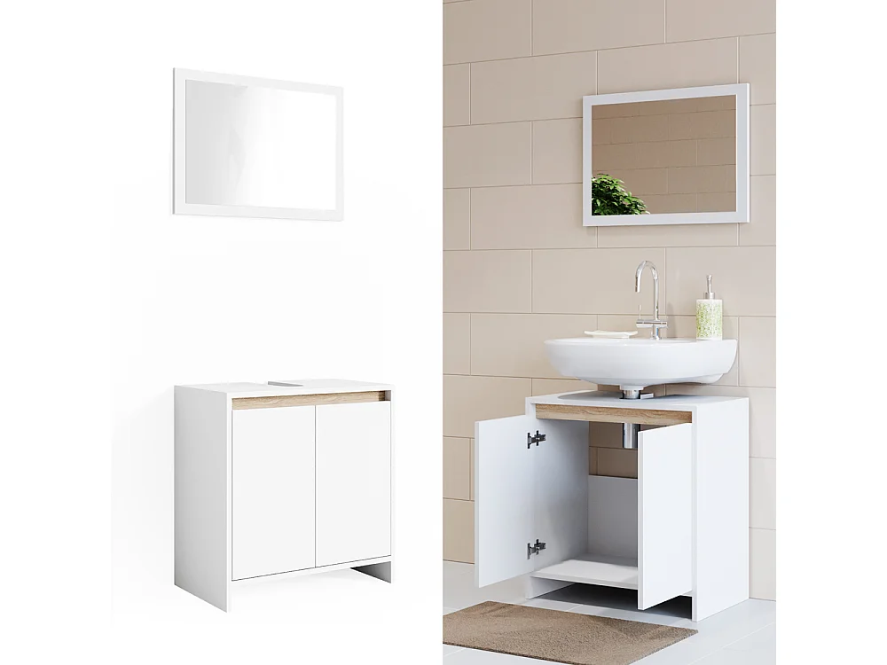 Meubles bain blanc/sonoma 58x33x60 emma