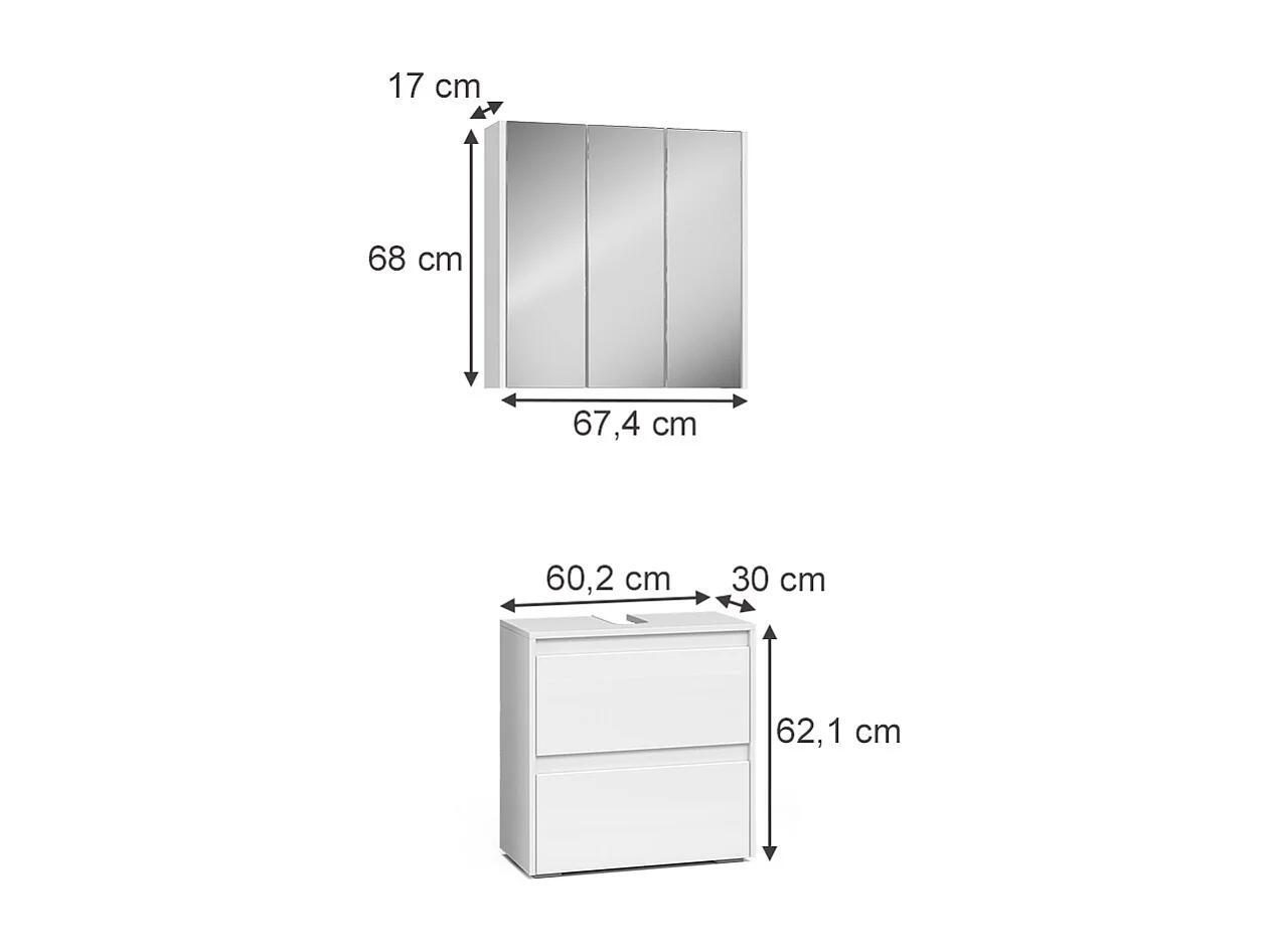 Meubles bain blanc 60x30x62 majest