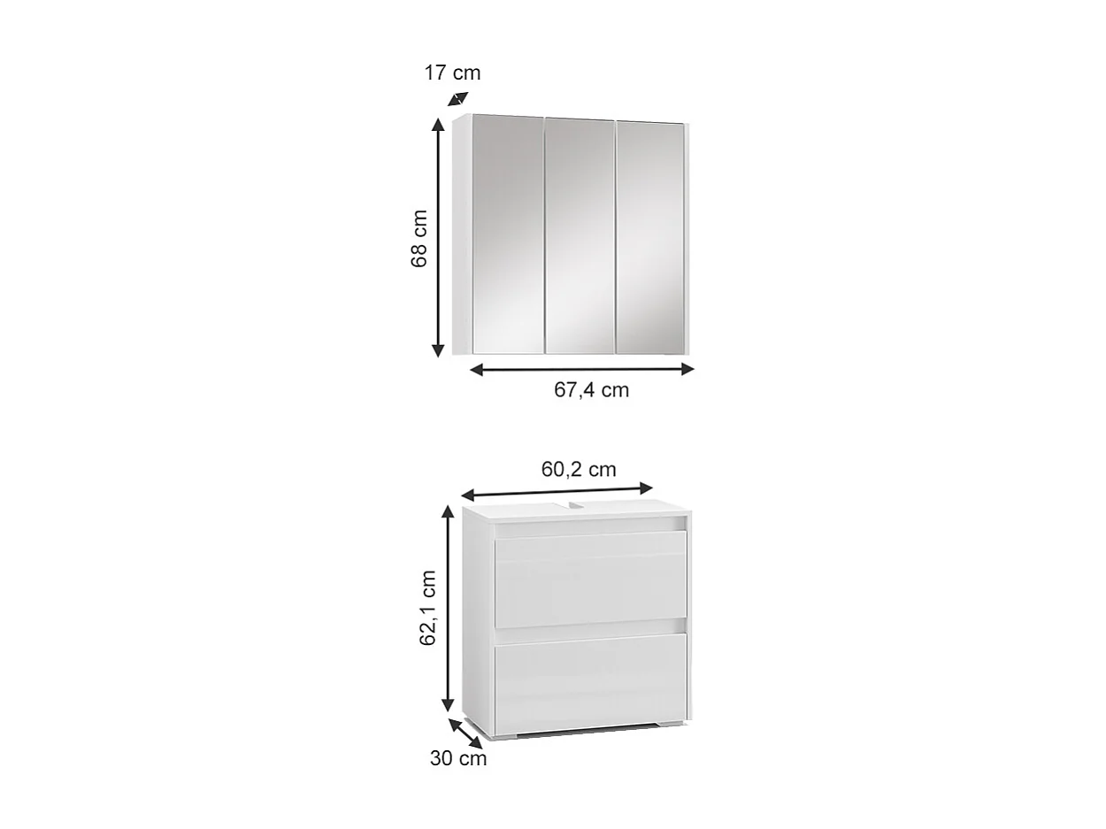 Badkamermeubelset wit 60x30x62 majest