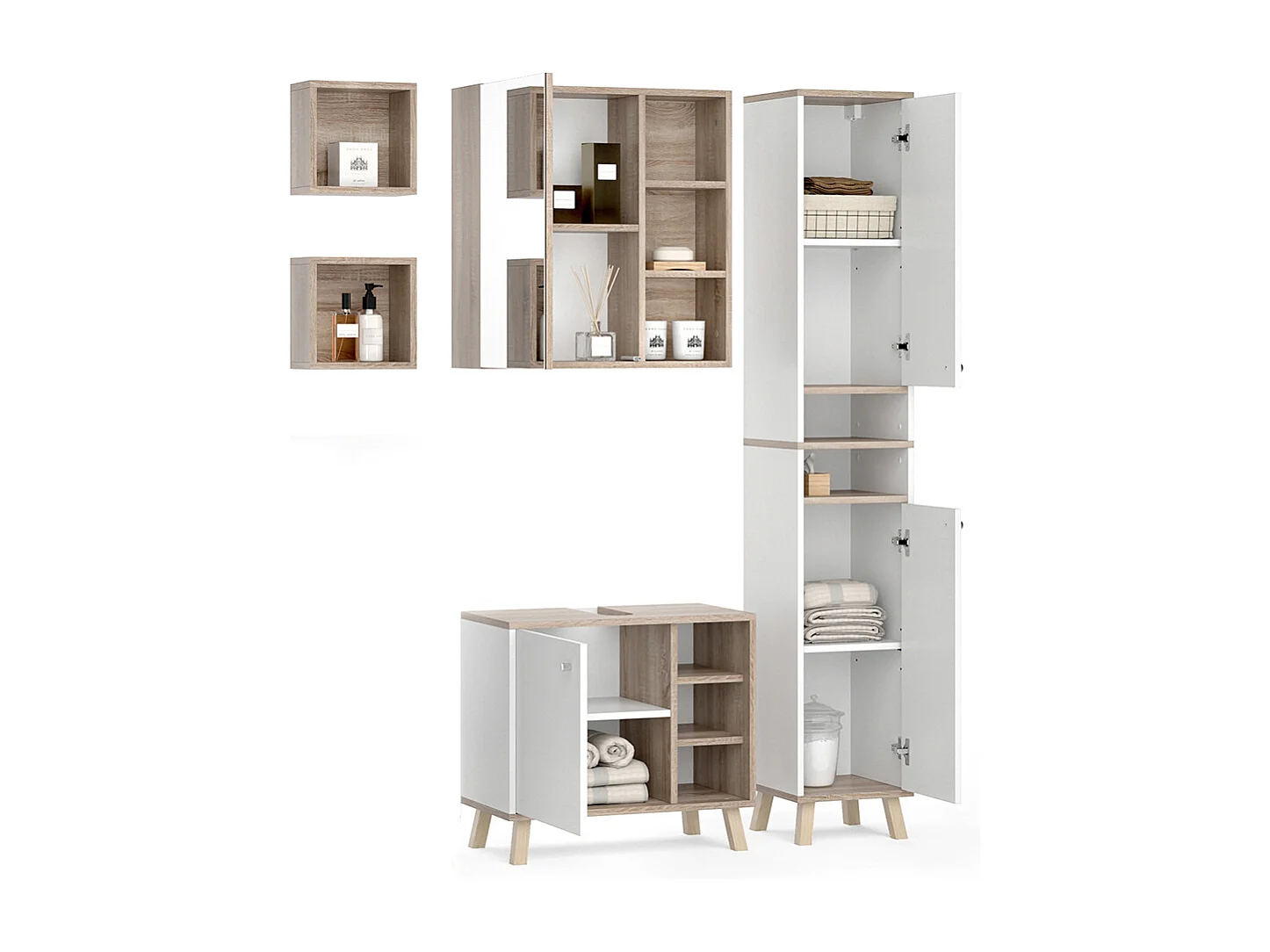 Set mobili bagno bianco 62x32x54 senyo