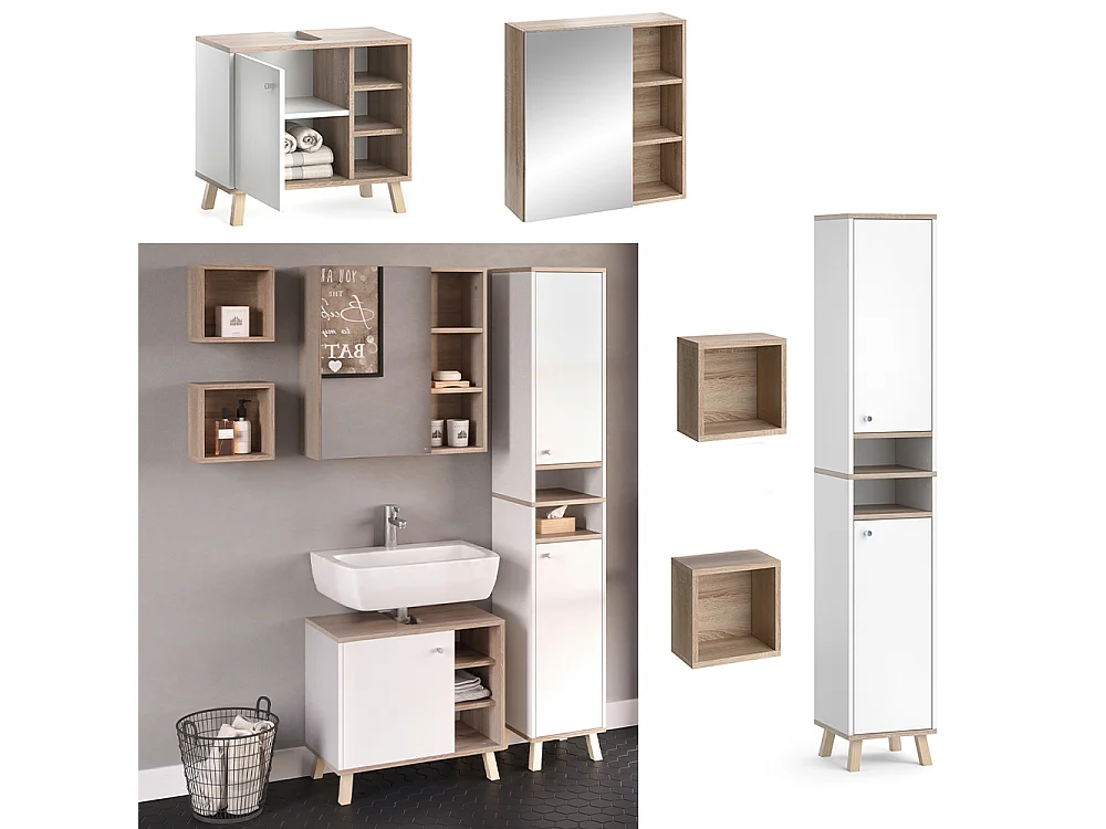 Meubles bain blanc 62x32x54 senyo