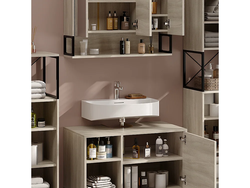 Conjunto de muebles de baño roble/negro 80x45.5x60 vionna