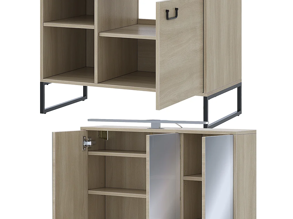 Conjunto de muebles de baño roble/negro 80x45.5x60 vionna