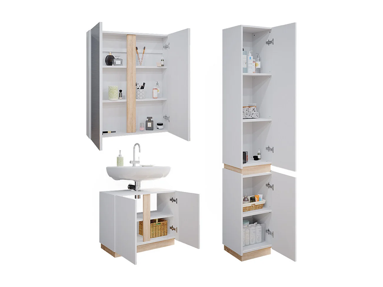 Set di mobili da bagno bianco 70x34x55 gloria