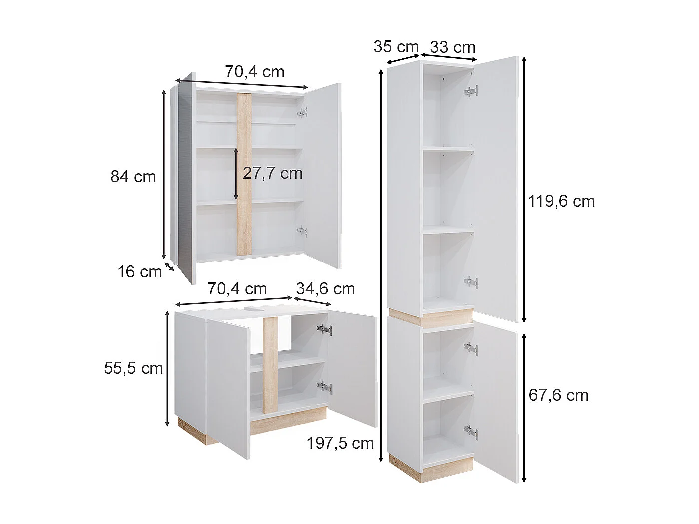 Meubles bain blanc 70x34x55 gloria