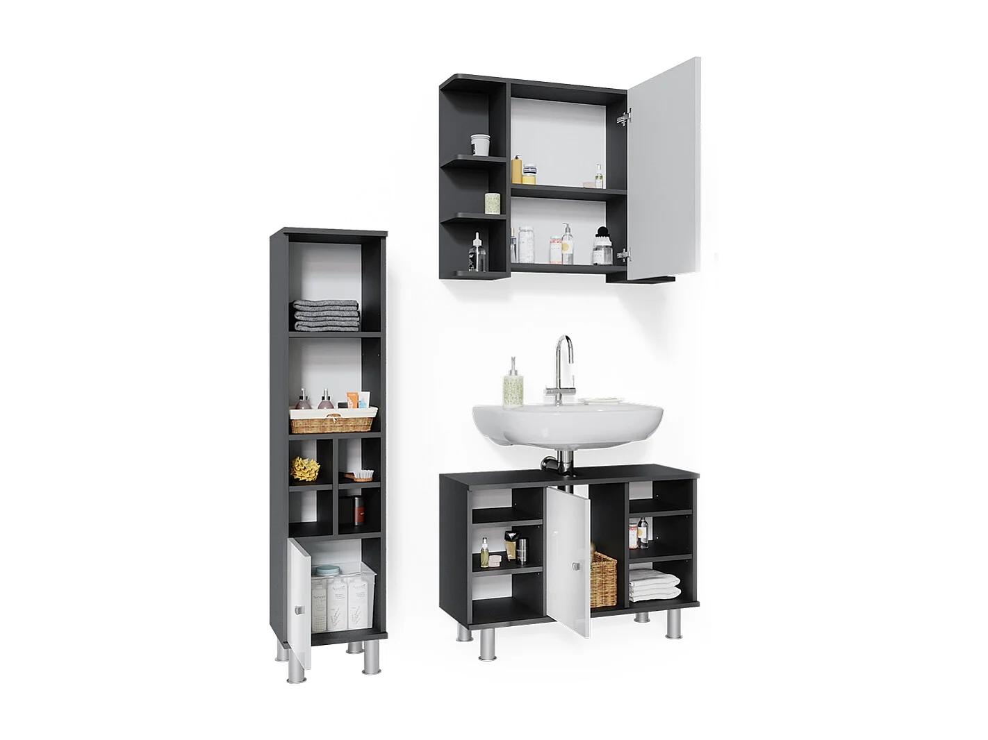 Meubles bain anthracite 60x32x54 fynn