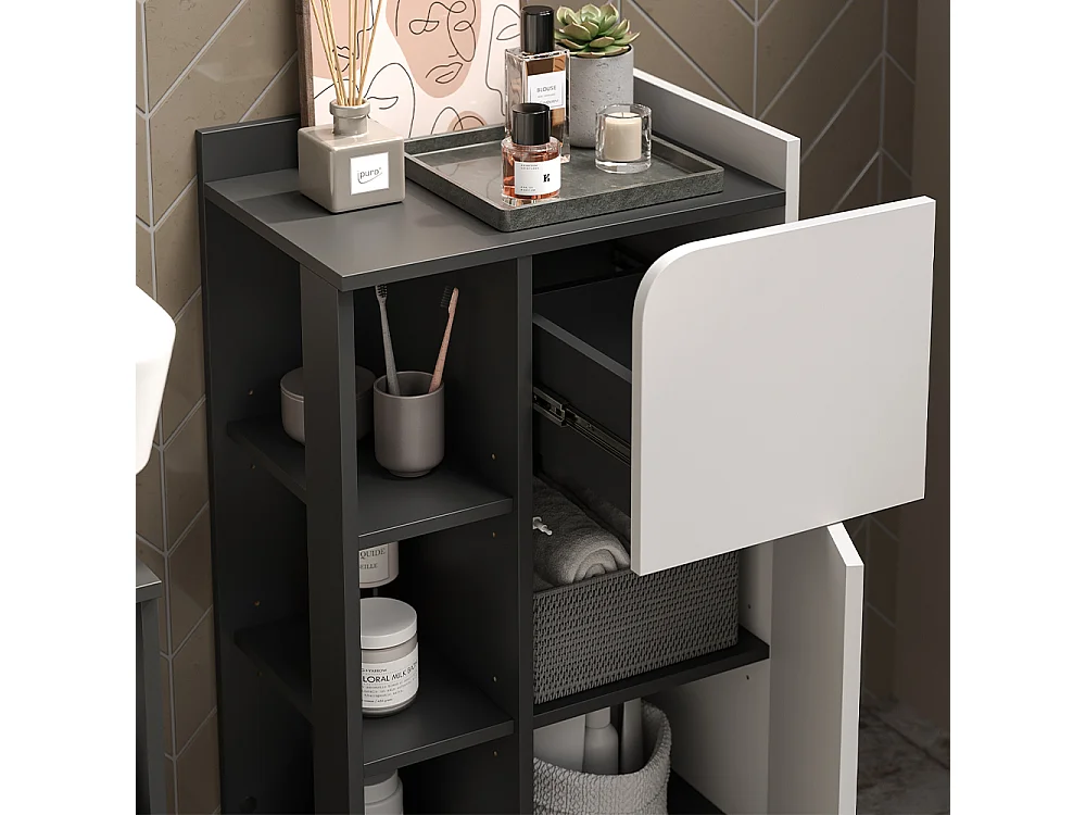 Ensemble de meubles de salle de bains anthracite/blanc 60x35x65 karen