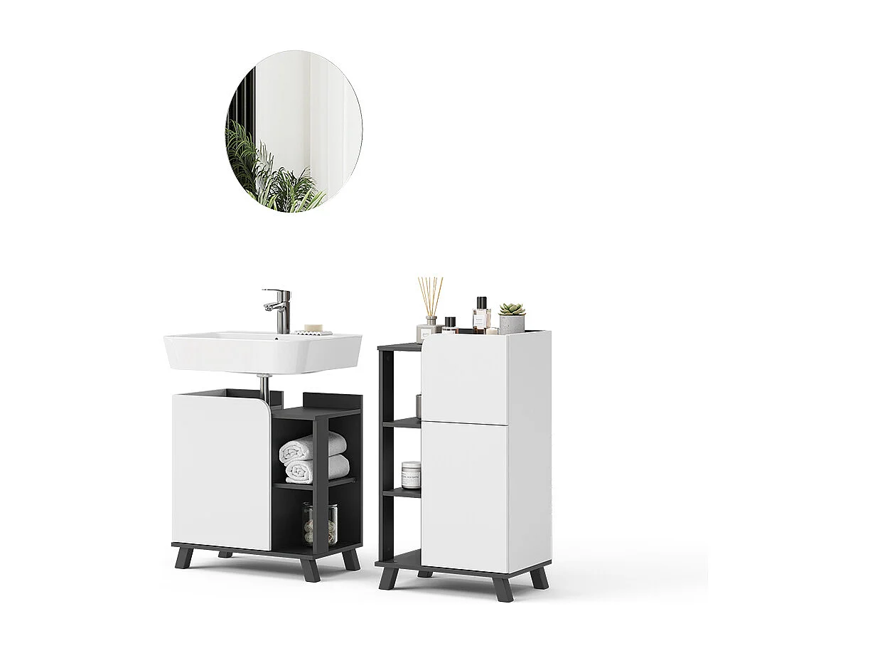 Ensemble de meubles de salle de bains anthracite/blanc 60x35x65 karen