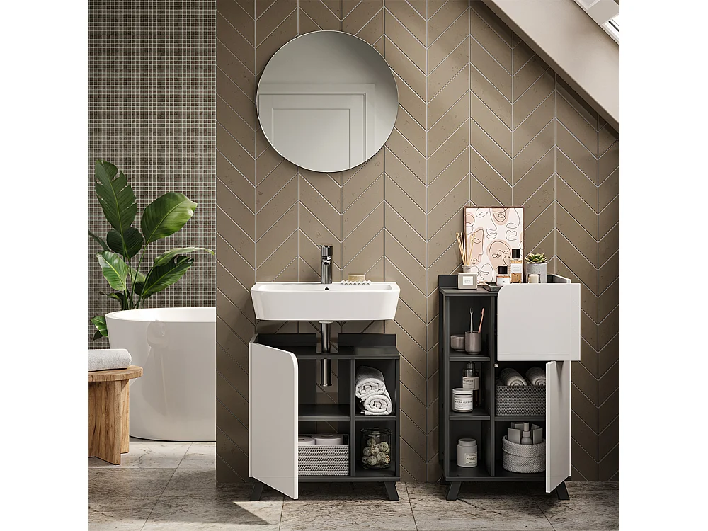 Badmöbel-Set anthrazit/weiß 60x35x65 karen