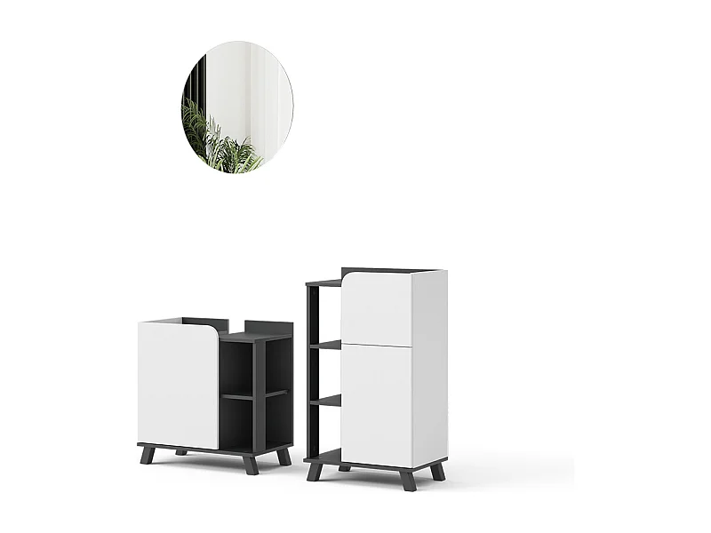 Badmöbel-Set anthrazit/weiß 60x35x65 karen