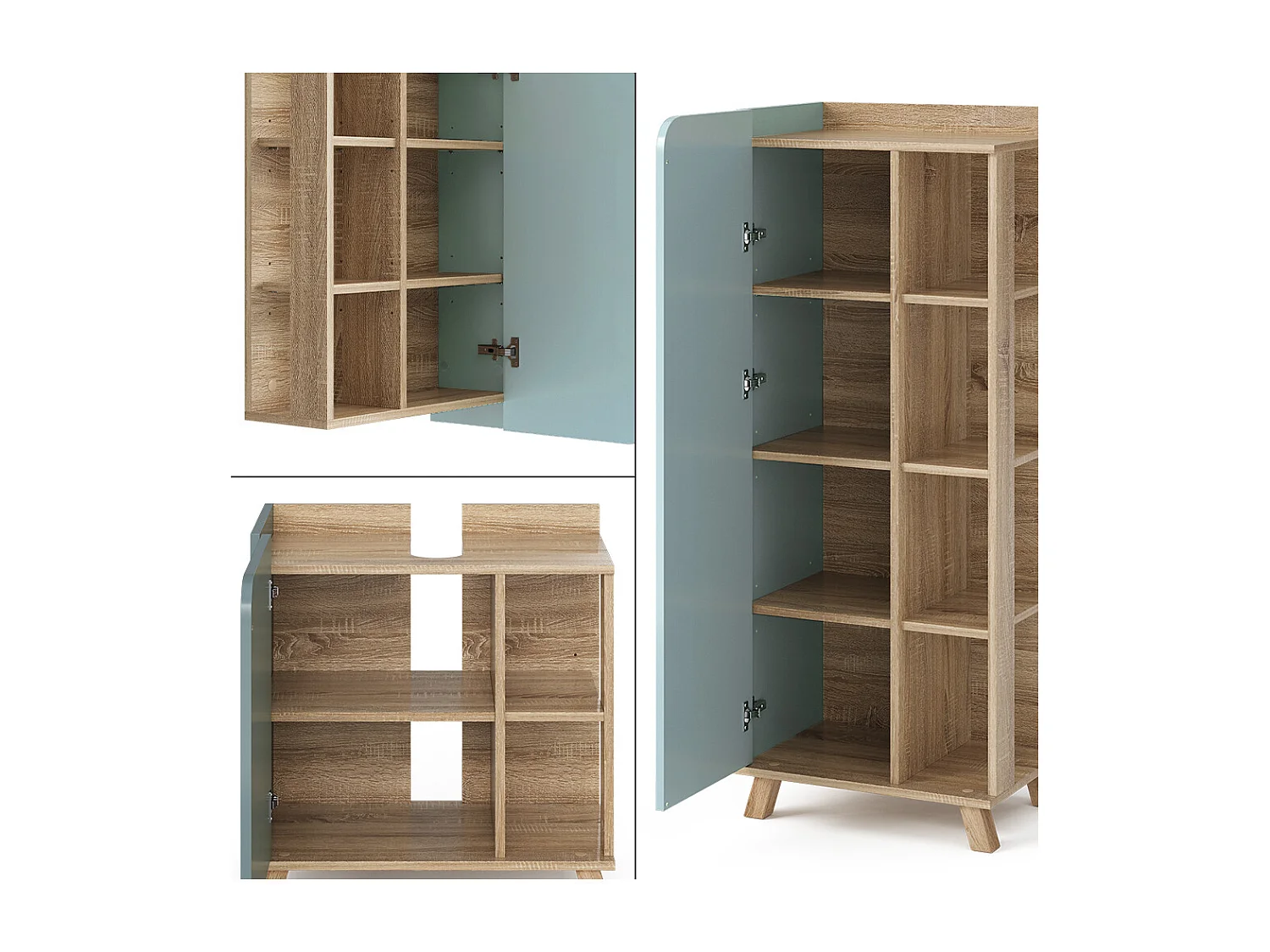 Badkamermeubelset sonoma/blauw 60x35x65 karen