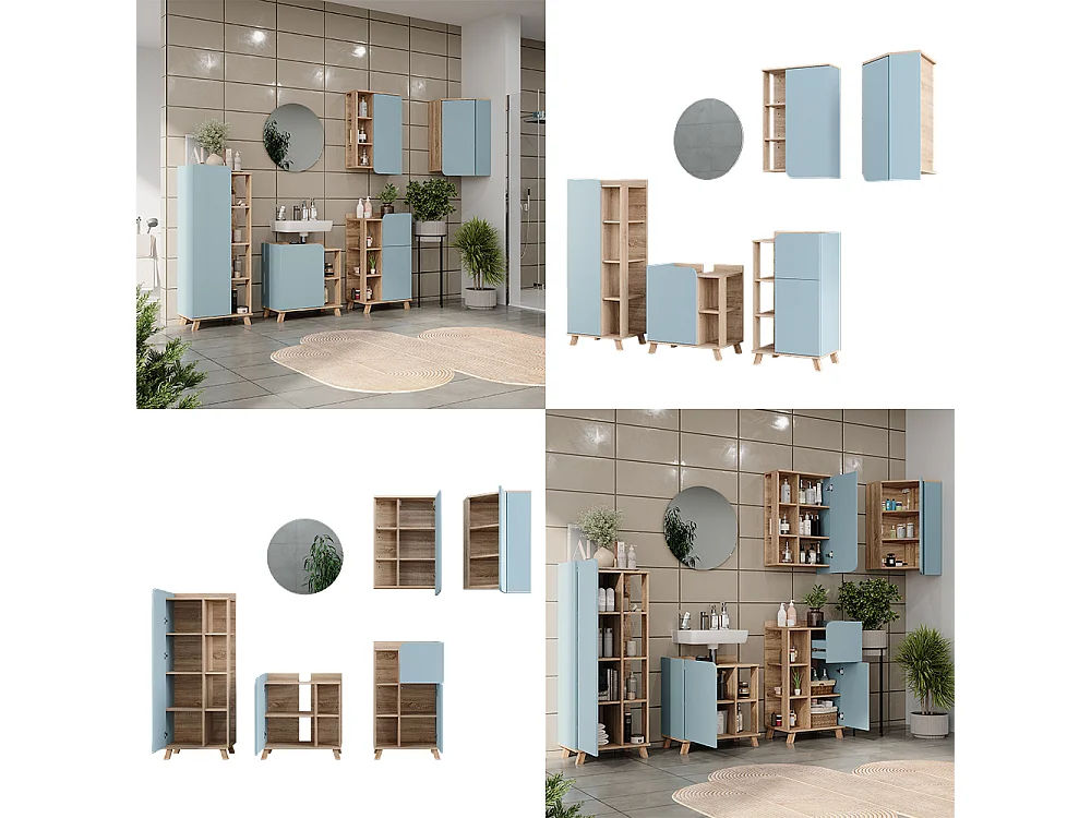 Meubles bain sonoma/bleu 60x35x65 karen